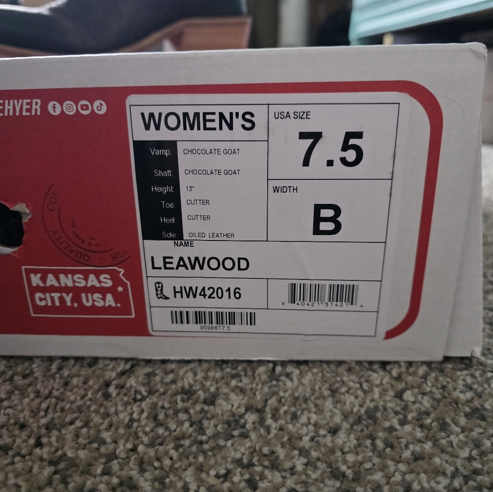 Brand New Womens Hyer Boots Leawood 7.5B - Picture 4 of 4